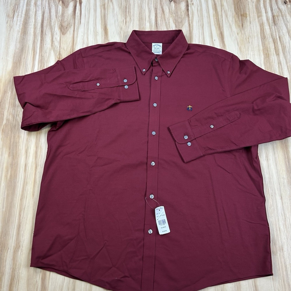 Brooks Brothers Men's NEW Regent Fit Dress Shirt Red XL Long Sleeve Button $108